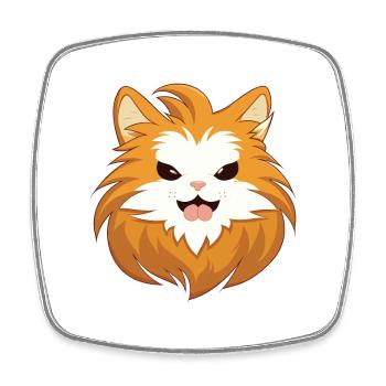 German Longhair Cat Cartoon Watercolor Clipart - Square fridge magnet - white - Front