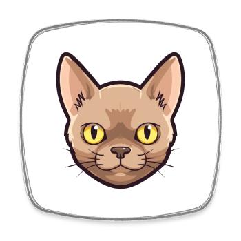 Burmesische Katze Cartoon Aquarell Illustration - Viereckiger Kühlschrankmagnet - Weiß - Vorne