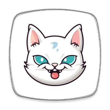 Burmilla chat dessin animé aquarelle illustration - Magnet carré - blanc - Devant