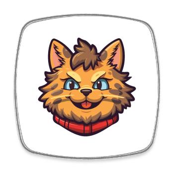Highlander chat dessin animé aquarelle illustration - Magnet carré - blanc - Devant
