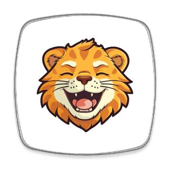 Liger Hybrid-Löwe Tiger Katze Karikatur Aquarell Kunst - Viereckiger Kühlschrankmagnet - Weiß - Vorne