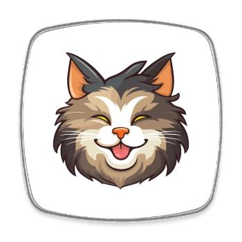 Norwegian Forest Cat Cartoon Watercolor Clipart - Square fridge magnet - white - Front