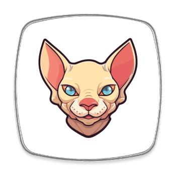 Illustration d’aquarelle de dessin animé de chat Sphynx - Magnet carré - blanc - Devant
