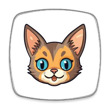 Somali Shorthair chat dessin animé aquarelle Clipart - Magnet carré - blanc - Devant