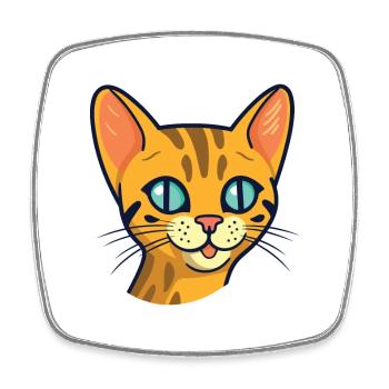 Ocicat Domestic Cat Cartoon Watercolor Clipart - Square fridge magnet - white - Front