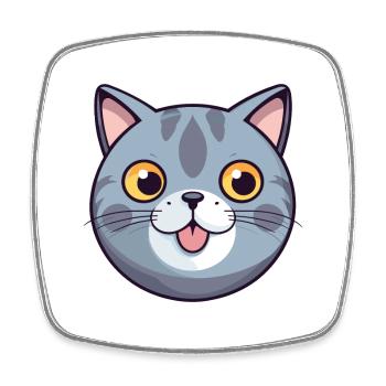 Scottish Shorthair Cat Cartoon Watercolor Clipart - Square fridge magnet - white - Front