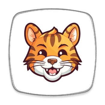Tiger Katze Bunte Karikatur Aquarell Illustration - Viereckiger Kühlschrankmagnet - Weiß - Vorne