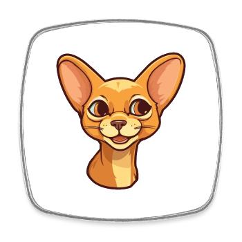 Abyssinian Cat Cartoon Watercolor Illustration - Square fridge magnet - white - Front