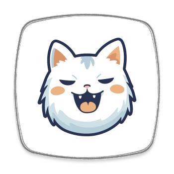 Chat asiatique coloré dessin animé aquarelle illustration - Magnet carré - blanc - Devant