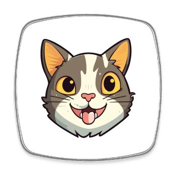 Brazilian Shorthair Cat Cartoon Watercolor Clipart - Square fridge magnet - white - Front