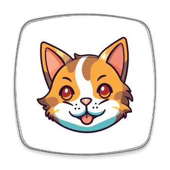 California Spangled Cat Cartoon Watercolor Clipart - Square fridge magnet - white - Front