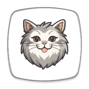 Sibirische Katze Karikatur Aquarell Illustration - Viereckiger Kühlschrankmagnet - Weiß - Vorne