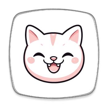 Burmilla chat dessin animé aquarelle illustration - Magnet carré - blanc - Devant