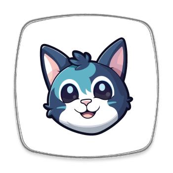 Illustration d’aquarelle de bande dessinée de chat égéen - Magnet carré - blanc - Devant