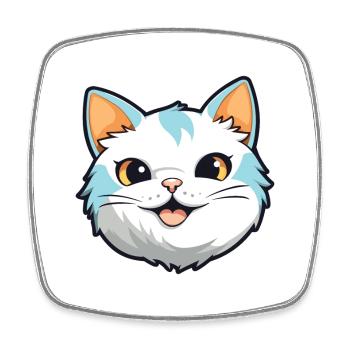 Bombai Cat Cartoon Watercolor Illustration - Square fridge magnet - white - Front
