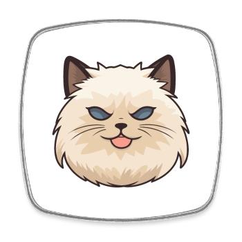 Illustration à l’aquarelle de dessin animé de chat de l’Himalaya - Magnet carré - blanc - Devant