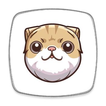 Scottish Fold Shorthair chat dessin animé Art de l’aquarelle - Magnet carré - blanc - Devant