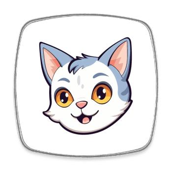 European Shorthair Cat Cartoon Watercolor Clipart - Square fridge magnet - white - Front