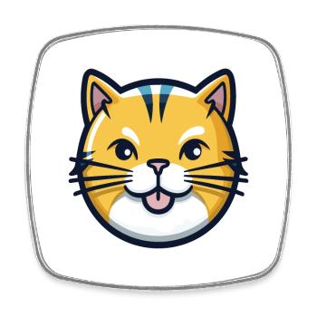 Scottish Straight Cat Cartoon Watercolor Clipart - Square fridge magnet - white - Front