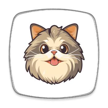 Sibirische Katze Karikatur Aquarell Illustration - Viereckiger Kühlschrankmagnet - Weiß - Vorne