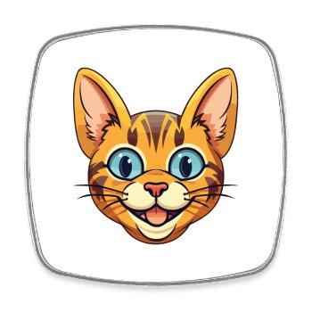 Toyger Katze Karikatur Aquarell Illustration - Viereckiger Kühlschrankmagnet - Weiß - Vorne