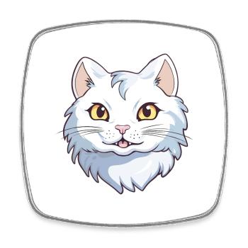 Illustration à l’aquarelle de dessin animé de chat américain Curl - Magnet carré - blanc - Devant