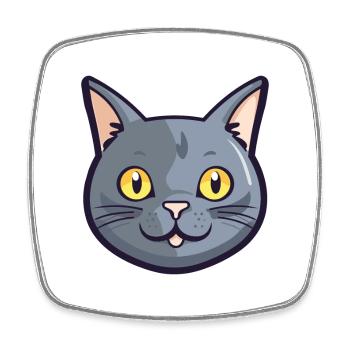 Chartreux Cat Cartoon Watercolor Illustration - Square fridge magnet - white - Front