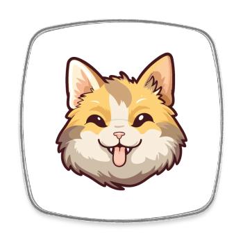 Zypern Katze Karikatur Aquarell Illustration - Viereckiger Kühlschrankmagnet - Weiß - Vorne