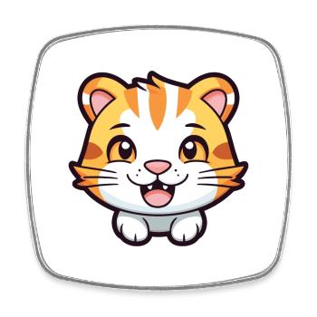 Tiger Cat Bunte Karikatur Aquarell Illustration - Viereckiger Kühlschrankmagnet - Weiß - Vorne
