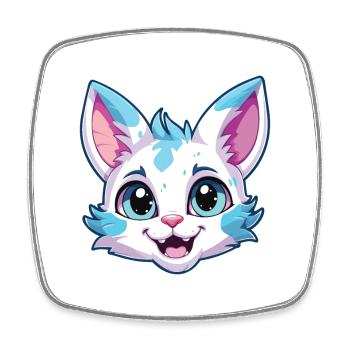Australische gefleckte Nebelkatze Karikatur Aquarell Kunst - Viereckiger Kühlschrankmagnet - Weiß - Vorne