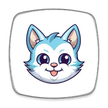 Cymric Cat Cartoon Aquarell Illustration - Viereckiger Kühlschrankmagnet - Weiß - Vorne