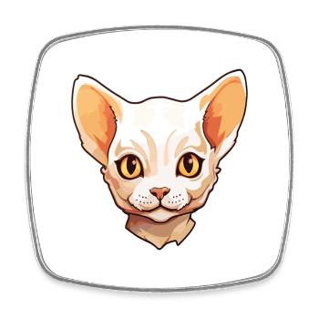 Devon Rex Cat Cartoon Watercolor Illustration - Square fridge magnet - white - Front
