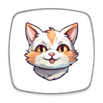 Domestic Cat Cartoon Watercolor Illustration - Square fridge magnet - white - Front