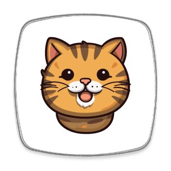 Highlander chat dessin animé aquarelle illustration - Magnet carré - blanc - Devant