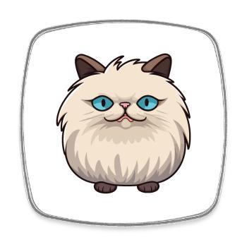 Illustration à l’aquarelle de dessin animé de chat de l’Himalaya - Magnet carré - blanc - Devant