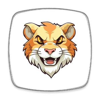 Liger Hybrid-Löwe Tiger Katze Karikatur Aquarell Kunst - Viereckiger Kühlschrankmagnet - Weiß - Vorne