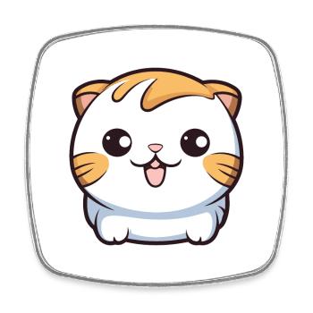 Scottish Fold Cat Cartoon Aquarell Illustration - Viereckiger Kühlschrankmagnet - Weiß - Vorne