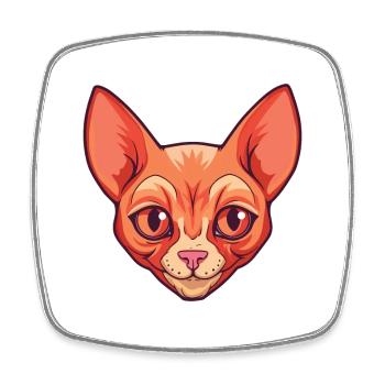 Rote Devon Rex Katze Cartoon Aquarell Illustration - Viereckiger Kühlschrankmagnet - Weiß - Vorne