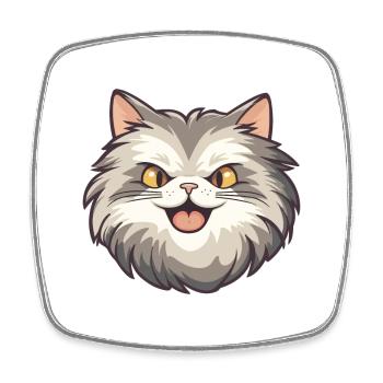 Sibirische Katze Karikatur Aquarell Illustration - Viereckiger Kühlschrankmagnet - Weiß - Vorne