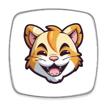 Tiger Cat Bunte Karikatur Aquarell Illustration - Viereckiger Kühlschrankmagnet - Weiß - Vorne