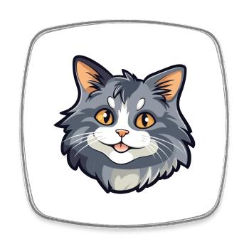 Kurilian Bobtail Cat Cartoon Watercolor Clipart - Square fridge magnet - white - Front