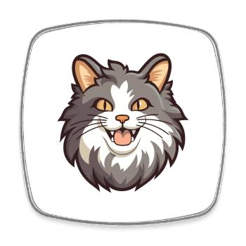 Norwegian Forest Cat Cartoon Watercolor Clipart - Square fridge magnet - white - Front