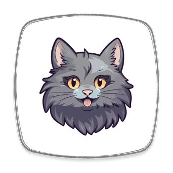 Nebelung Katze Karikatur Aquarell Illustration - Viereckiger Kühlschrankmagnet - Weiß - Vorne