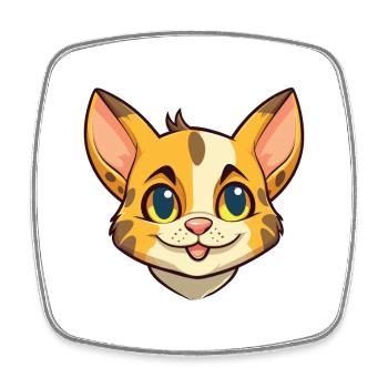 Savannah Cat Cartoon Watercolor Illustration - Square fridge magnet - white - Front