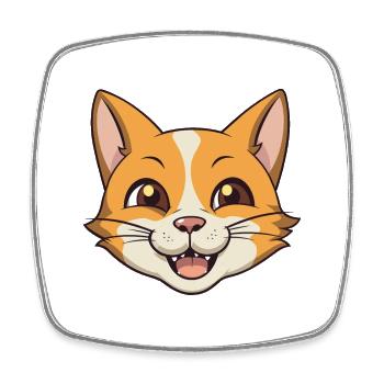 German Rex Cat Cartoon Watercolor Illustration - Square fridge magnet - white - Front