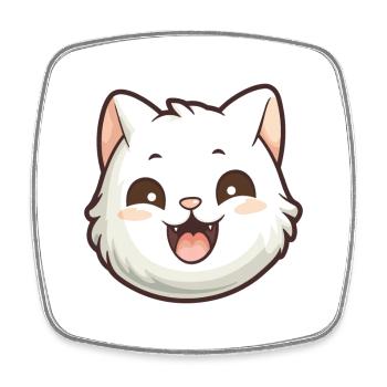 Khao Manee chat dessin animé illustration à l’aquarelle - Magnet carré - blanc - Devant