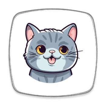 schottisch kurzhaar katze karikatur aquarell clipart - Viereckiger Kühlschrankmagnet - Weiß - Vorne