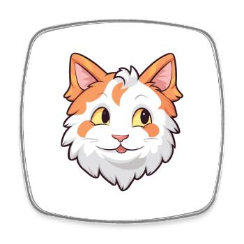Illustration à l’aquarelle de bande dessinée de chat Van turc - Magnet carré - blanc - Devant