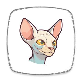 Illustration d’aquarelle de dessin animé de chat Sphynx - Magnet carré - blanc - Devant