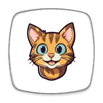 Toyger Katze Karikatur Aquarell Illustration - Viereckiger Kühlschrankmagnet - Weiß - Vorne